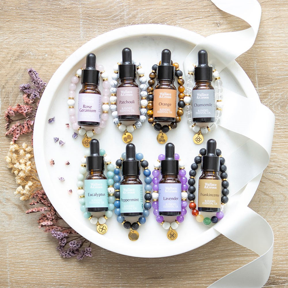 Inner Peace Blue Lace Agate Crystal Essential Oil Bracelet