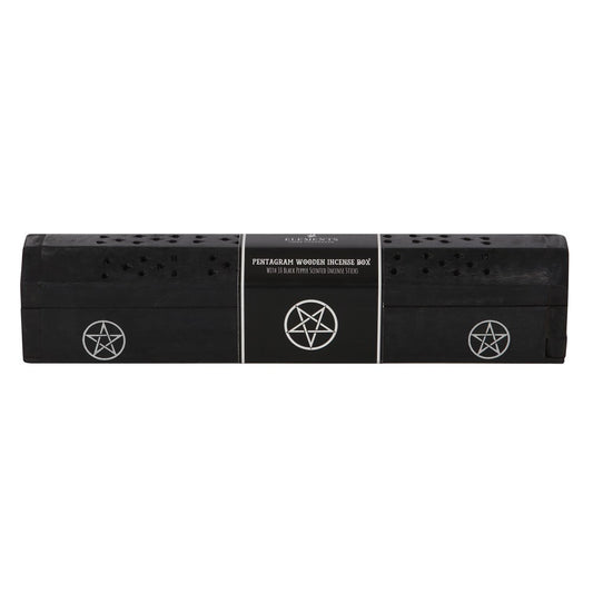 PENTAGRAM WOODEN BLACK PEPPER INCENSE BOX SET