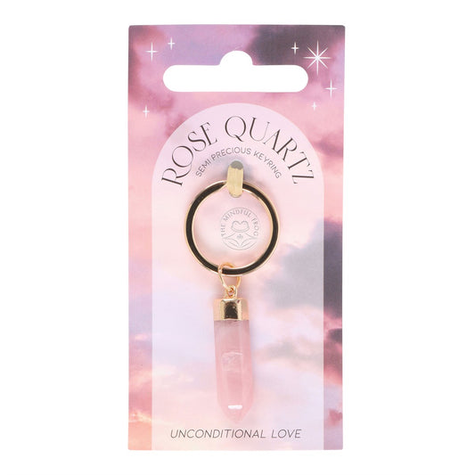 ROSE QUARTZ SEMI PRECIOUS CRYSTAL KEYRING