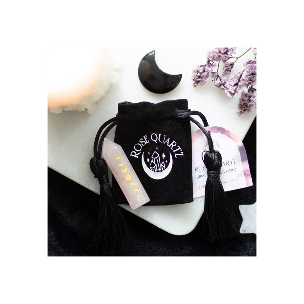 5cm Rose Quartz Moon Phase Crystal Point