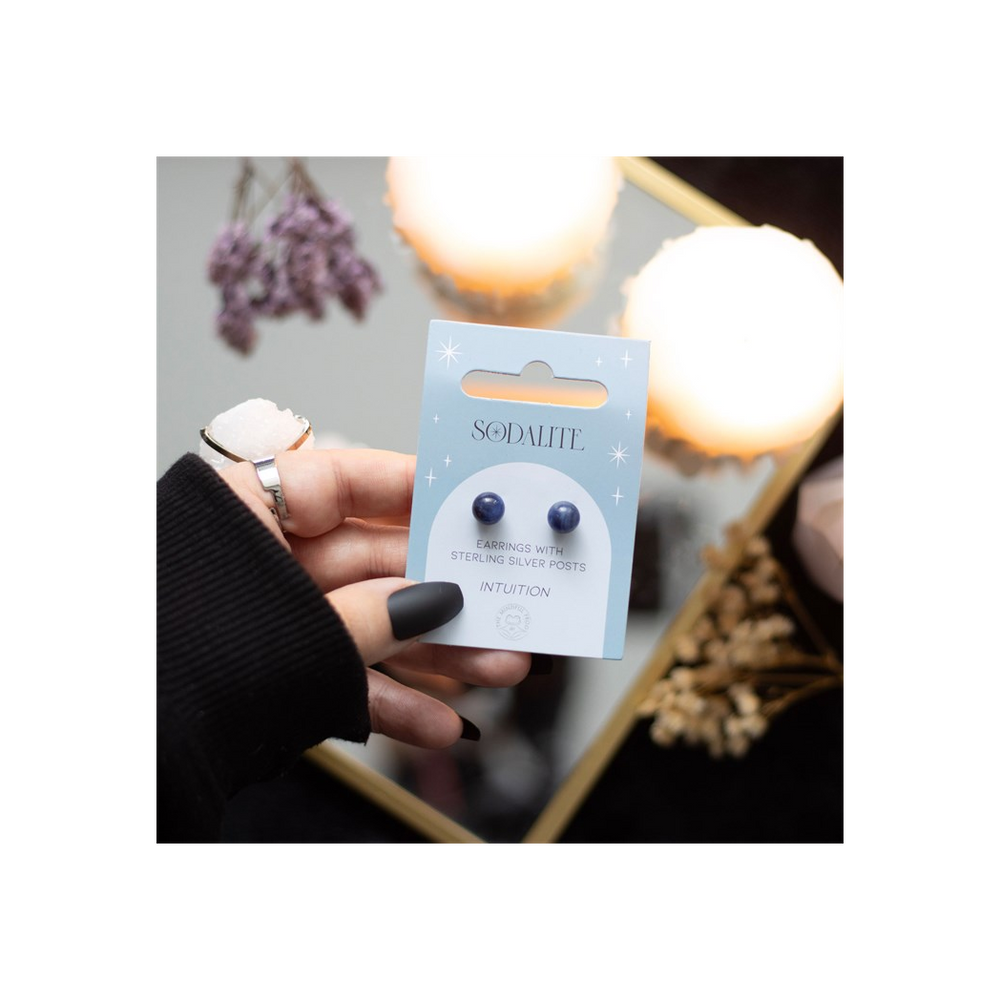 Sodalite Semi Precious Crystal Earrings