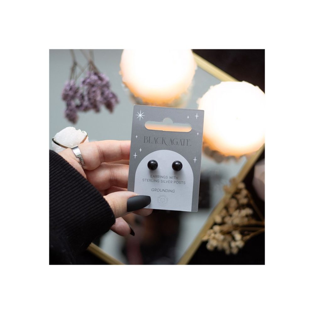 Black Agate Semi Precious Crystal Earrings