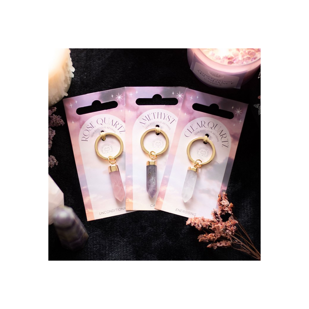 Amethyst Semi Precious Crystal Keyring