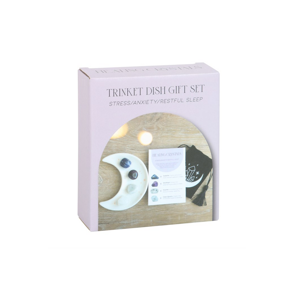 Stress Healing Crystal Set with Moon Trinket Dish