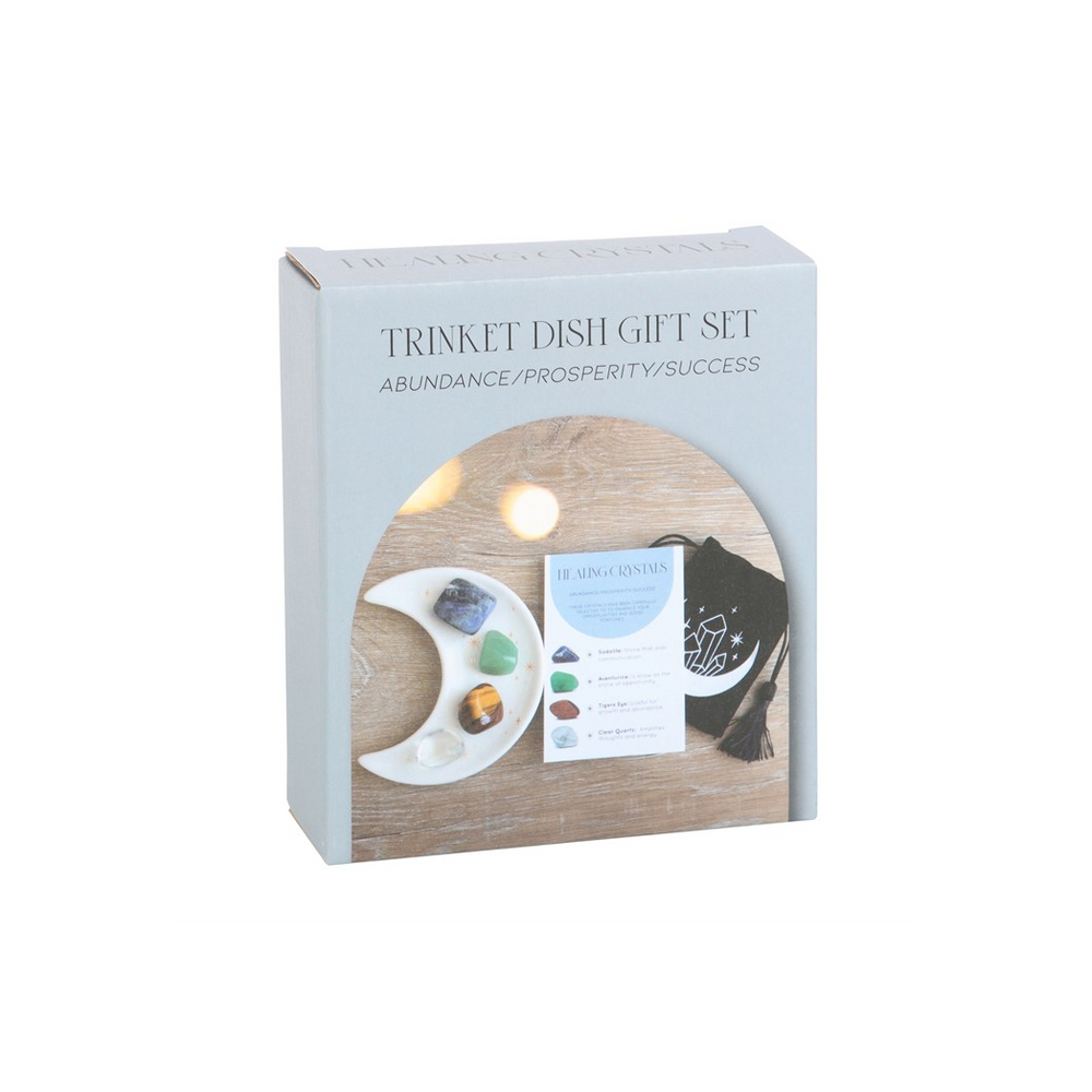 Success Healing Crystal Set with Moon Trinket Dish