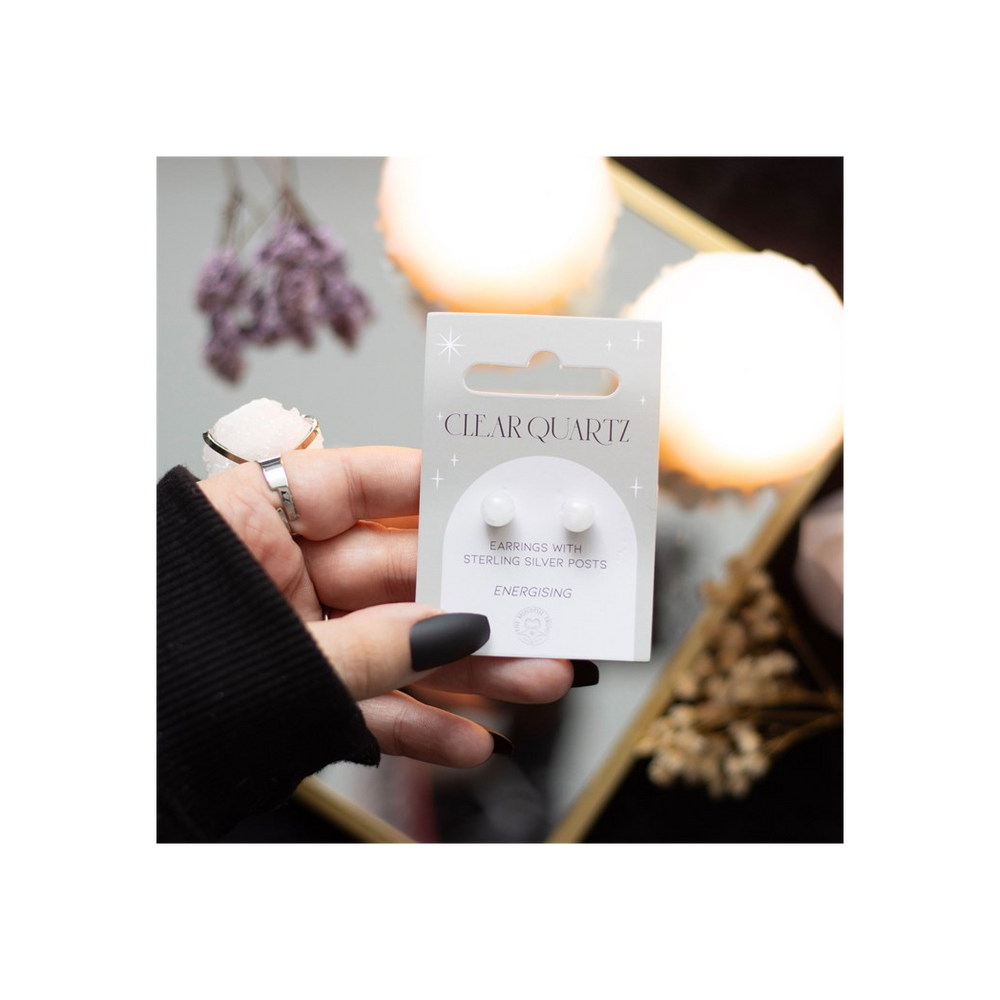 Clear Quartz Semi Precious Crystal Earrings