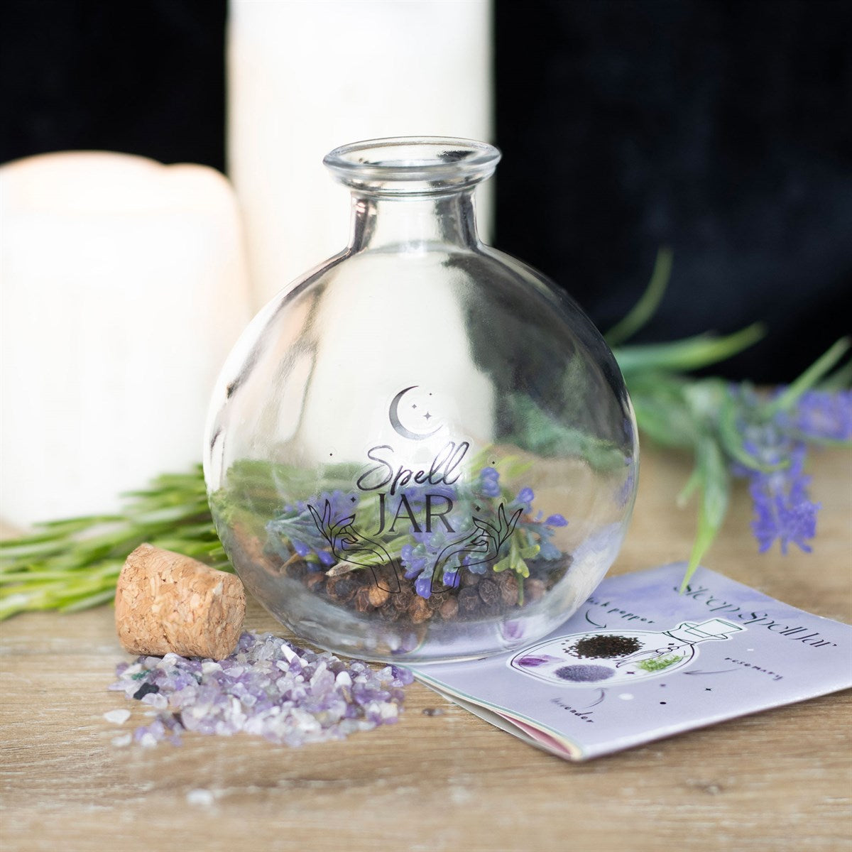 10CM GLASS SPELL JAR WITH RECIPE BOOKLET