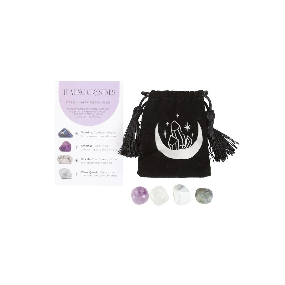 Stress Healing Crystal Set with Moon Trinket Dish