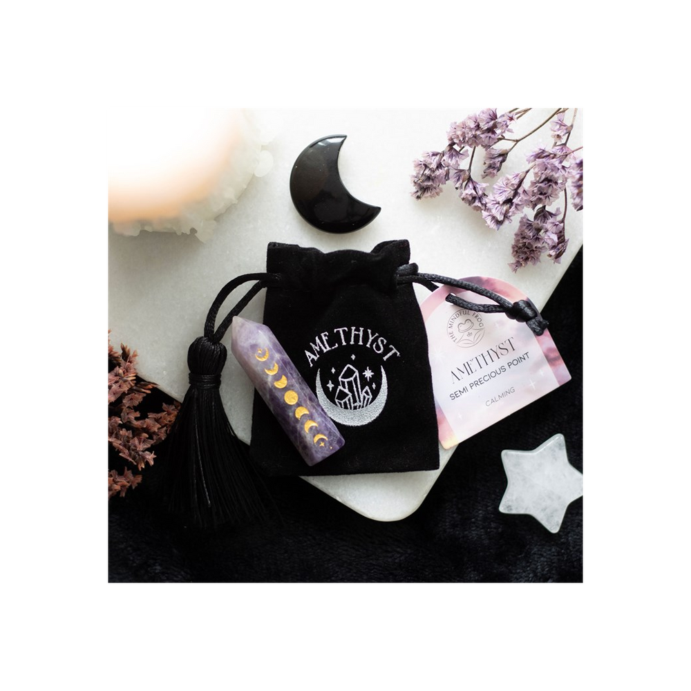 5cm Amethyst Moon Phase Crystal Point
