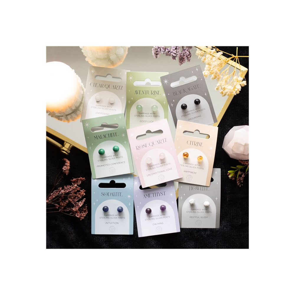 Howlite Semi Precious Crystal Earrings