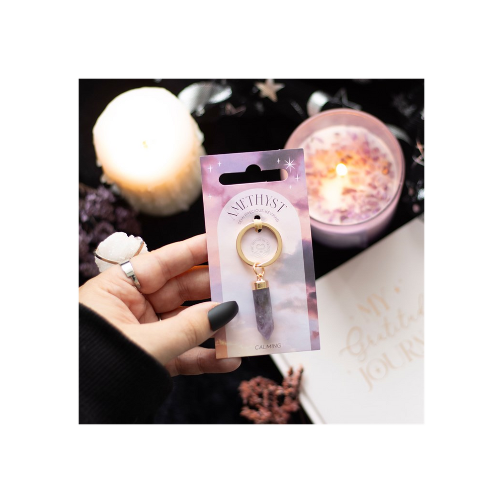 Amethyst Semi Precious Crystal Keyring